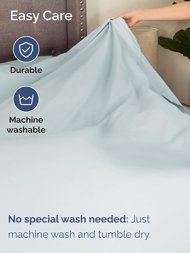 Extra Deep Twin XL Sheet Set - 4 Piece Breathable & Cooling Sheets - Hotel Luxury Bed Sheets Set - Easy & Secure Fit - Soft, Wrinkle Free & Comfy Sheets Set - Ice Blue Sheet Set w/Extra Deep Pockets
