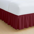 Rajlinen Ruffled Bed Skirt King, 21 Inch Drop Dust Ruffle with Split Corners, 100% Microfiber Bedskirt with Platform, Three-Sided Coverage Ruffled Gathering Design, Burgundy