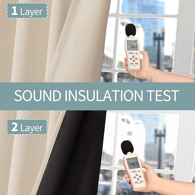 BGment Thermal Insulated 100% Blackout Curtains 84 Inch Length 2 Panels, Total Light Blocking Curtains for Bedroom, Grommet Window Drapes with Thick Black Liner, 42 Inch Wide Each Panel, Champagne