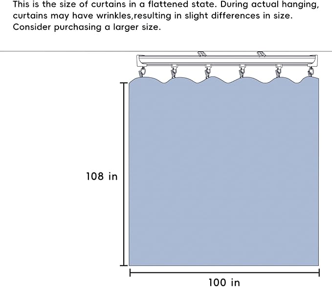 Room Divider Ceiling Mounted Curtains Track Sets Extra Wide Blackout Curtain Flexible Tracks for Bedroom Privacy Partition Separator, 1 Panel Beige Drape and White Rail, W8.3 x H9ft