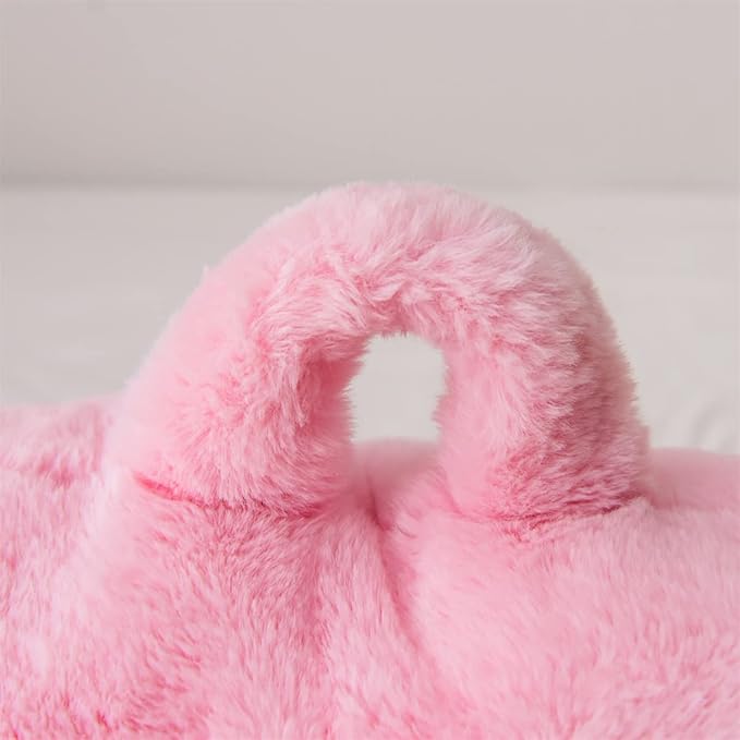 Holawakaka Large Faux Fur Bed Rest Pillow with Arms,Rabbit Fur Reading Pillows Perfect for Adults Men Women, Arm, Back, Pregnancy Lumbar & Head Neck Coccyx Lower Back Support Cushion (Pink)