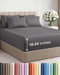 Extra Deep Cal King Sheet Set - 6 Piece Breathable & Cooling Sheets - Hotel Luxury Bed Sheets Set - Easy & Secure Fit - Soft, Wrinkle Free & Comfy Sheets Set - Grey Sheet Set with Extra Deep Pockets