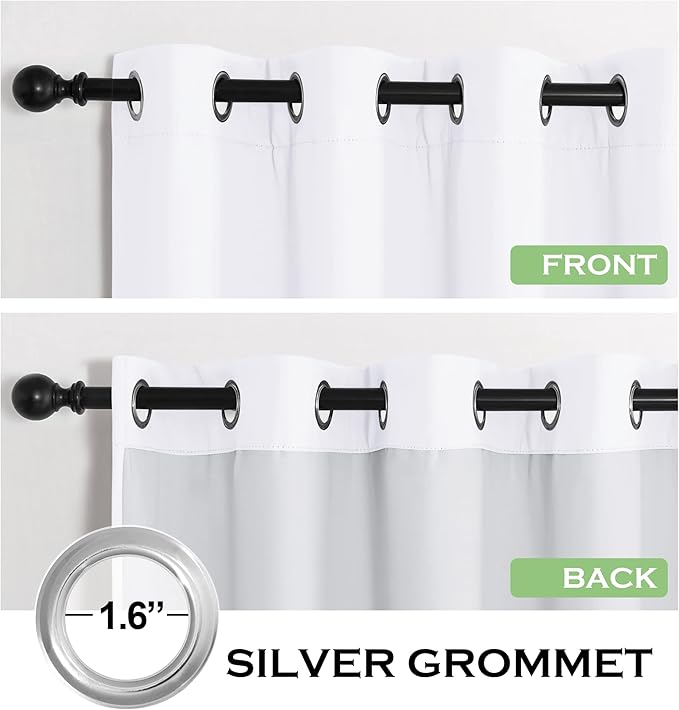 KGORGE Soundproof & Dust Particle Filtering Curtains 100% Blackout Window Cover Thermal Insulating Energy Smart Curtains for Living Room Bedroom Baby Nursery, W 52 x L 102 inches, White, 1 Pair