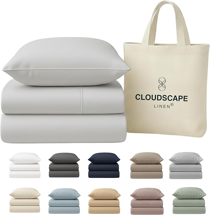 Egyptian Cotton Twin XL Size Sheets Set, 4 Silver