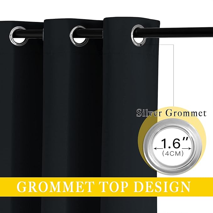 NICETOWN Black Out Curtain for Sliding Glass Door, Grommet Thermal Insulated Sound Reducing Window Treatment Weighted Wide Draperies for Bedroom/Living Room (W80 x L90, 1 Panel)