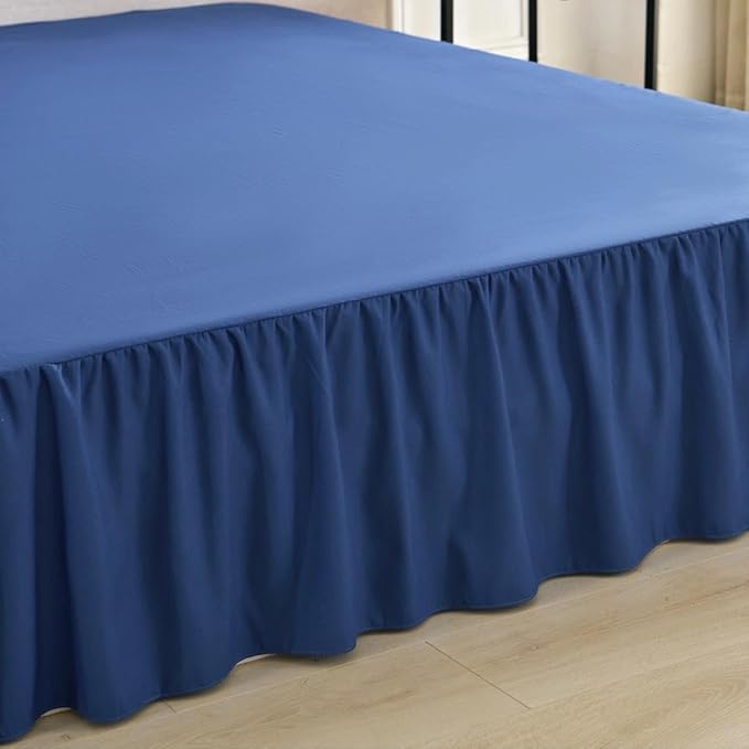 Bed Skirt Queen Size Ruffled Bed Skirt with Split Corners, Queen Bed Skirts 18 Inch Drop with Platform, 18'' Queen, Navy Blue ﻿