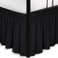 Biscaynebay Wrap Around Bed Skirts with Split Corners for Queen Beds 14" Drop, Black Elastic Dust Ruffles Adjustable Easy Fit Wrinkle & Fade Resistant Silky Luxurious Fabric Machine Washable