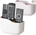 LINFIDITE 2 Pack TV Remote Holder Wall Mount Remote Control Holder for Bed Universal Bedside Wall Remote Holder Caddy Organizer Hole-Free Remote Control Holder (For 2 Or 3 Remote Controls–White