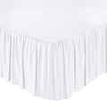 KRISHNA Ruffled Bed Skirt with Split Corners Queen, 100% Microfiber Hotel Quality, 10 Inch Drop Dust Ruffle Gathered Bedskirt with Platform, 60" x 80", White