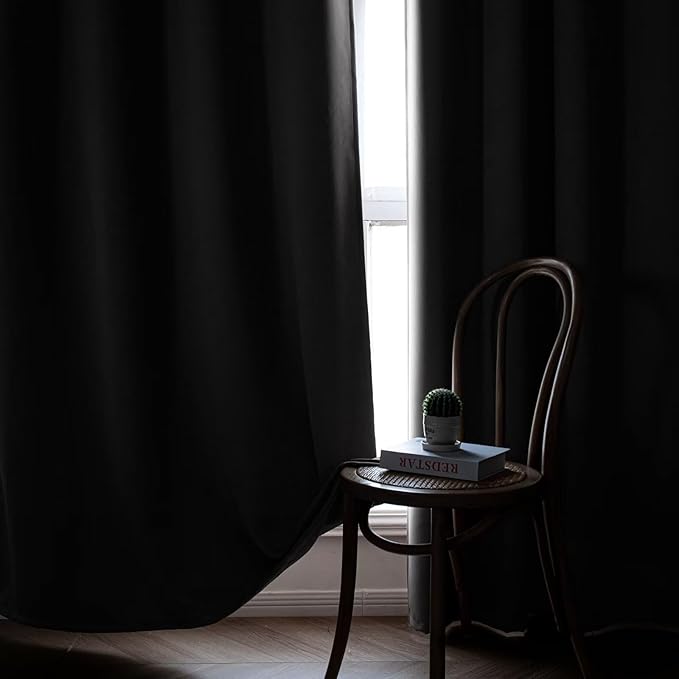 Blackout Curtains 96 Inch Length 2 Panels Set, Black Out Curtains for Bedroom 96 Inch Long, Rod Pocket Energy Saving Room Darkening Drapes for Living Room Window Light Grey(W52 x L96)