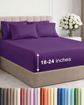 Extra Deep Full Sheet Set - 6 Piece Breathable and Cooling Sheets - Hotel Luxury Bed Sheets Set - Easy & Secure Fit - Soft, Wrinkle Free and Comfy Sheets Set - Purple Sheet Set with Extra Deep Pockets