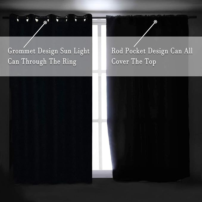 DONREN Patio Door Curtains 96 inch Length, Rod Pocket Top Thermal Insulated Blackout Panels Curtain Drapes for Sliding Glass Door (Light Blue, 60" Wide, 2 Panels)