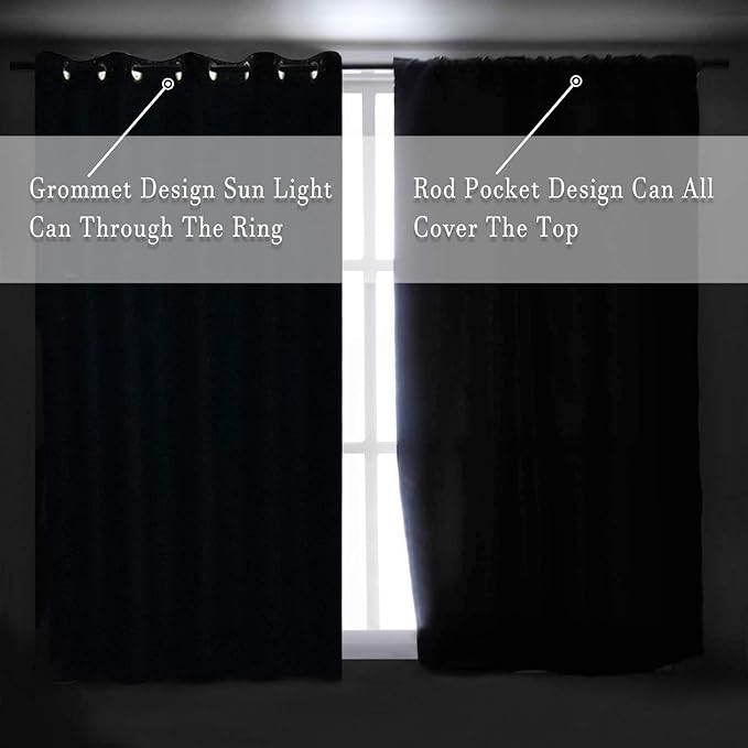 DONREN Chocolate Brown Blackout Curtain Panels for Bedroom - 54 Inch Thermal Insulated Rod Pocket Curtains (42 by 54 Inch,2 Panels)
