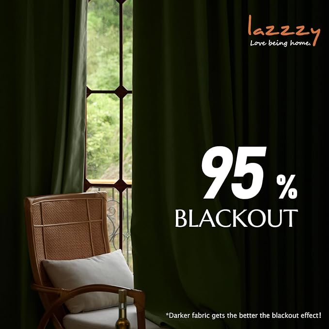 Lazzzy Velvet Green Curtains 108 Inches Long Black Out Thermal Insulated Room Darkening Curtain Drapes Luxury Back Tab Window Treatments for Bedroom Living Room 2 Panels, 52 x 108 Inch, Olive Sage