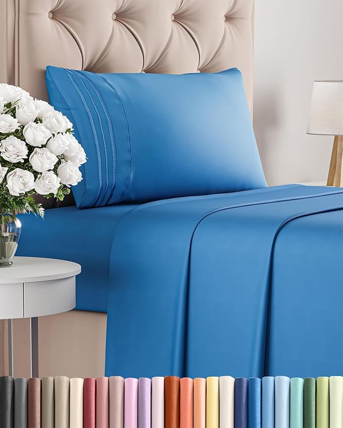 Twin XL Size 3 Piece Sheet Set - Comfy Breathable & Cooling Bed Sheets Set - Hotel Luxury Bedding for Women, Men, Kids, Teens, Boys & Girls - Deep Pockets, Soft, Wrinkle Free - Oeko-Tex - Royal Blue
