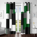 Green 100% Blackout Curtains for Bedroom 72 inch Length 2 Panels Set White Grey Modern Abstract Geometric Black Out Curtains Insulated Room Darkening Window Drapes for Living Room, 42Wx72L