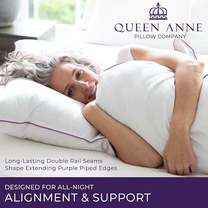 Queen Anne Hotel Collection Pillows – Luxury Down Alternative Bed Pillows (2-Pack, Queen Firm) – Ultimate Comfort, Hypoallergenic, Made in The USA