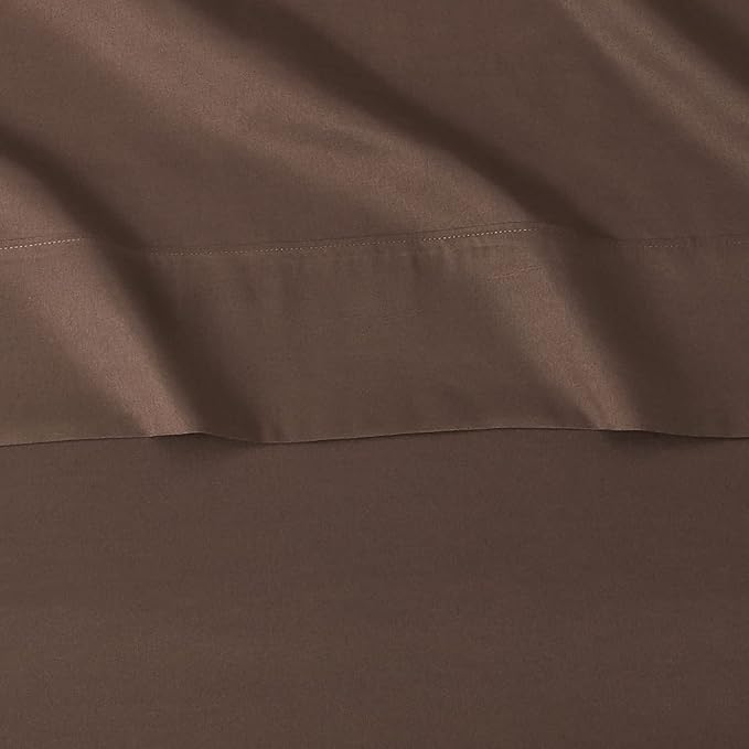 Amazon Basics Lightweight Super Soft Easy Care Microfiber 3-Piece Bed Sheet Set with 14-Inch Deep Pockets, Twin XL, Solid, Chocolate (Pack of 4)