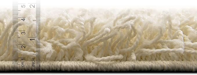 Unique Loom Solid Shag Collection Area Rug (5' 1" x 8' Rectangle Pure Ivory)