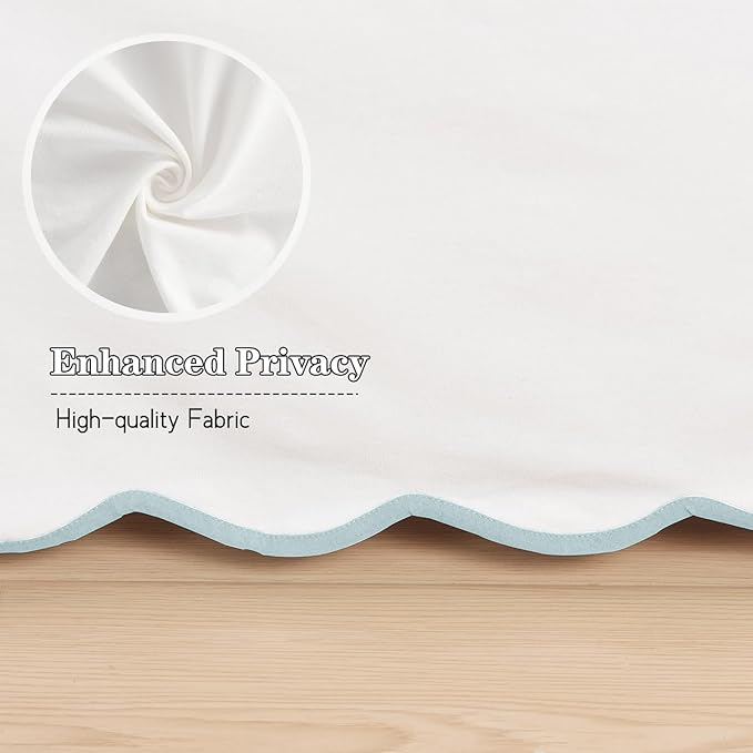 HIG Off-White Chic Full Bed Skirt - Easy Fit Scallop Edge Pleated Bedskirts, 14 Inch Drop Anti-Slip Dust Ruffle, Thick Fabric for Enhanced Privacy, Pre-Washed for Long-Lasting Use(N60022)