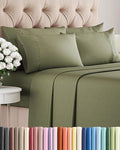 Full 6 Piece Sheet Set - Cooling, Comfy & Breathable - Hotel Luxury Bedding, Includes Fitted Sheet for Women, Men, Kids & Teens - 1 Flat, 1 Fitted Sheet, 4 Pillowcases with Deep Pockets - Sage Green