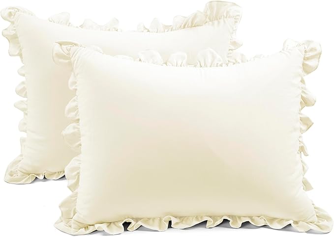 Lush Decor Ruffle Skirt Bedspread Set - 3-Piece Luxurious Farmhouse Bedding - Elegant Ruffle Detail - Timeless Style - Soft Lightweight Sheets - King, Ivory