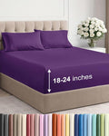 Extra Deep Twin Sheet Set - 4 Piece Breathable and Cooling Sheets - Hotel Luxury Bed Sheets Set - Easy & Secure Fit - Soft, Wrinkle Free and Comfy Sheets Set - Purple Sheet Set with Extra Deep Pockets