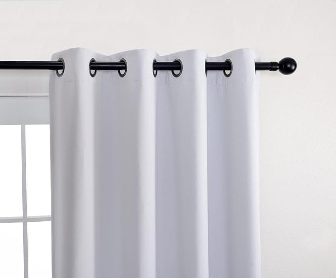 MIUCO Room Darkening Thermal Insulated Grommet Window Blackout Curtains for Livingroom Curtains Panels Set of 2 52x84 Inch Greyish White, Bonus 2 Tie Backs Included