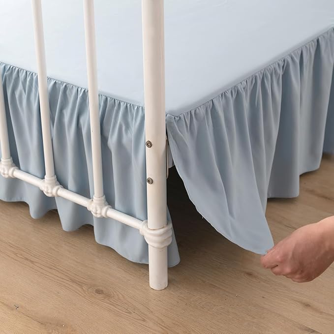 Bed Skirt Full Size Ruffled Bed Skirt with Split Corners, 14 Inch Drop Dust Ruffle Bed Skirts with Platform, Gathered Style, 100% Microfiber, Grayish Blue