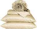 URBANHUT 800 Thread Count 100% Cotton King Size Sheets, Luxury 4 Piece King Bedsheets, Hotel Sheets Sateen Finish - Better Than Egyptian, 16" Elasticized Deep Pocket - Sand