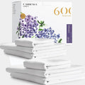 Carressa Linen 100% Egyptian Cotton King Size Sheets Set - 600 Thread Count Egyptian Cotton Queen Sheets King Size (4 PC, Crisp White), Soft, Cooling, 16" Deep Pocket Sateen Weave Luxury Bed Sheet