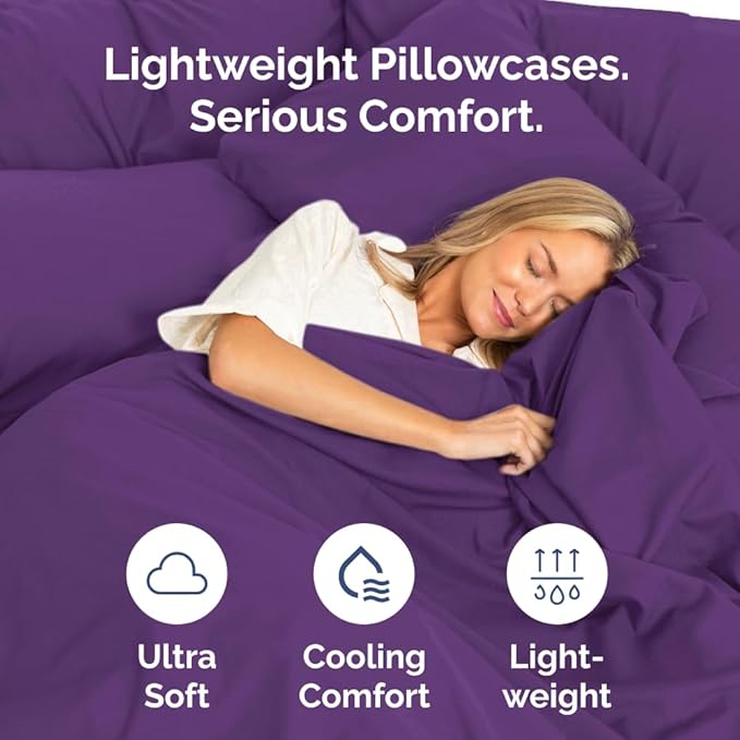 Queen Pillow Cases Set of 10 - Ultra Soft Hotel Quality Pillowcase Covers - Comfy & Wrinkle Free - Shrink, Stain & Fade Resistant - Easy-Care, Machine Washable Pillow Protectors - 10 Pcs Set - Purple