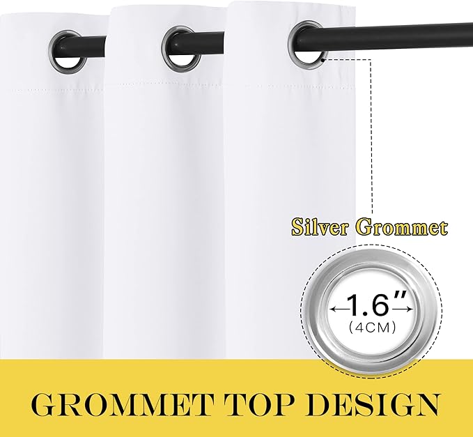 NICETOWN Blackout Curtains for Sliding Glass Door Room Divider Noise Reduce Curtain Panel Portable Window Screen Sliding Partition, W100 x L102 inches, 1 Panel, White