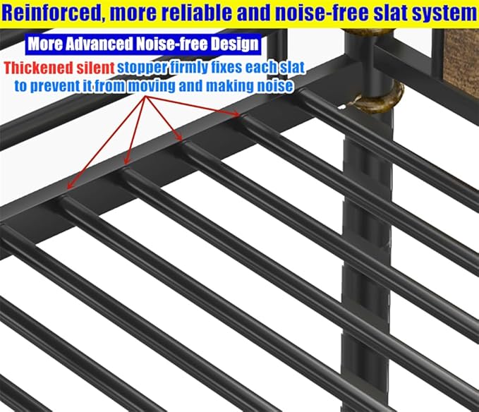 Higher Quality & Stronger Heavy Duty Metal Bunk Bed Frame Twin XL Over Twin XL Size for Adults Teens, Thickened More Stable Steel Bunkbed