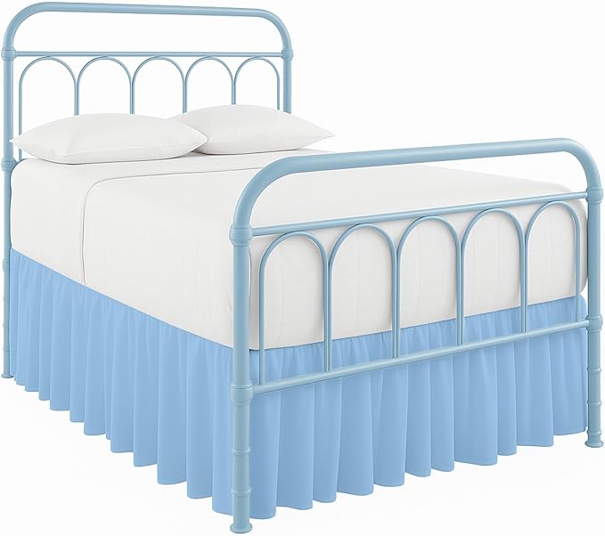 Cottingon Bed Skirt Full 15" Drop with Split Corners, 100% Microfiber Soft and Stylish, Dust Ruffle with Platform, Light Blue