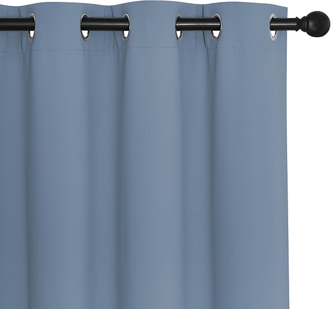 NICETOWN Blackout Sliding Glass Door Curtains, Room Darkening Thermal Insulated Curtains for Living Room Bedroom, Extra Wide Window Drapes, 1 Panel, W80 x L118, Stone Blue