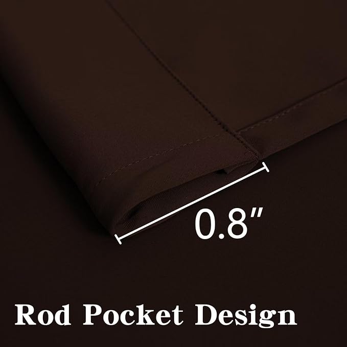 Blackout Curtains 90 Inch Length 2 Panels Set, Black Out Curtains for Bedroom 90 Inch Long, Rod Pocket Energy Saving Room Darkening Drapes for Living Room Window Chocolate(W52 x L90)
