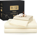 Hyde Lane Luxury 1000 Thread Count 100% Cotton Sheets | Very Soft & Thick - Fits Upto 20" Mattress | Sateen Weave Bed Sheets 18" Deep Pocket- 4 PC Sheet Set (Ivory/Cream, King)