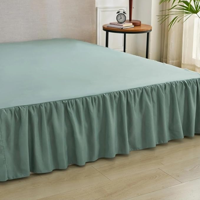 Bed Skirt Full Size Ruffled Bed Skirt with Split Corners, Full Bed Skirts 18 Inch Drop with Platform, 18'' Full, Sage Green