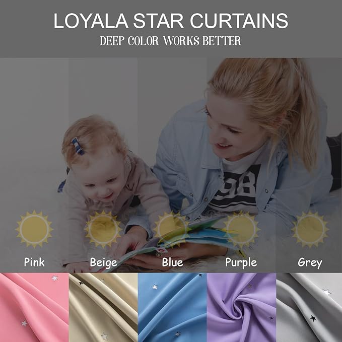 Star Blackout Curtains - 2 Panel Set, 84 Inches Long, Pink, Nursery & Girls' Room, Cute Kids Design