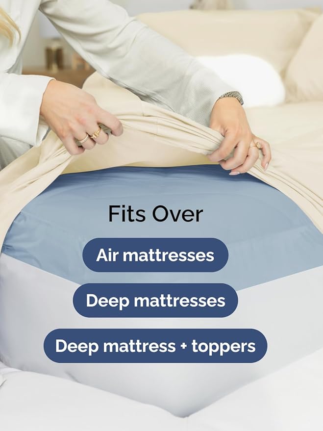 Extra Deep Queen Sheet Set - 6 Piece Breathable & Cooling Sheets - Hotel Luxury Bed Sheets Set - Easy & Secure Fit - Soft, Wrinkle Free & Comfy Sheets Set - Off White Sheet Set with Extra Deep Pockets
