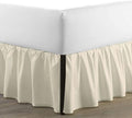 SKY BEDDINGS - King Size Ruffled Bed Skirt with Split Corners - 16 Inch Drop Dust Ruffle Bed Skirt with Platform Three Sided Coverage - 100% Microfiber, Ivory
