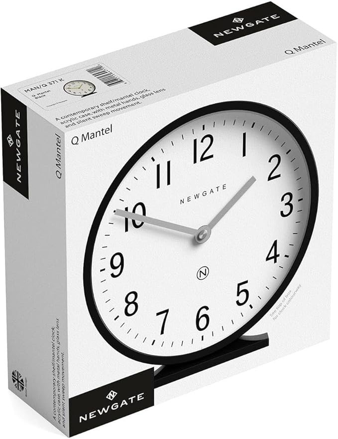 NEWGATE® Q Mantel Clock | Modern Classic Round Mantel Clock | Navy Blue | Contemporary Style for Mantel, Desk, Table, Shelf or Bedside