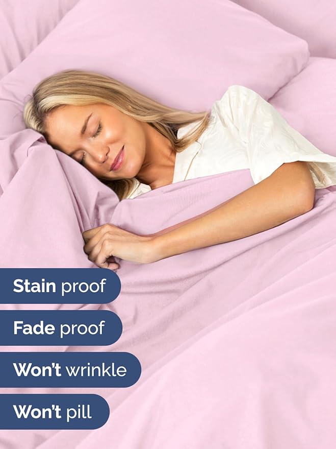 Extra Deep Twin Sheet Set - 4 Piece Breathable & Cooling Sheets - Hotel Luxury Bed Sheets Set - Easy & Secure Fit - Soft, Wrinkle Free & Comfy Sheets Set - Light Pink Sheet Set with Extra Deep Pockets