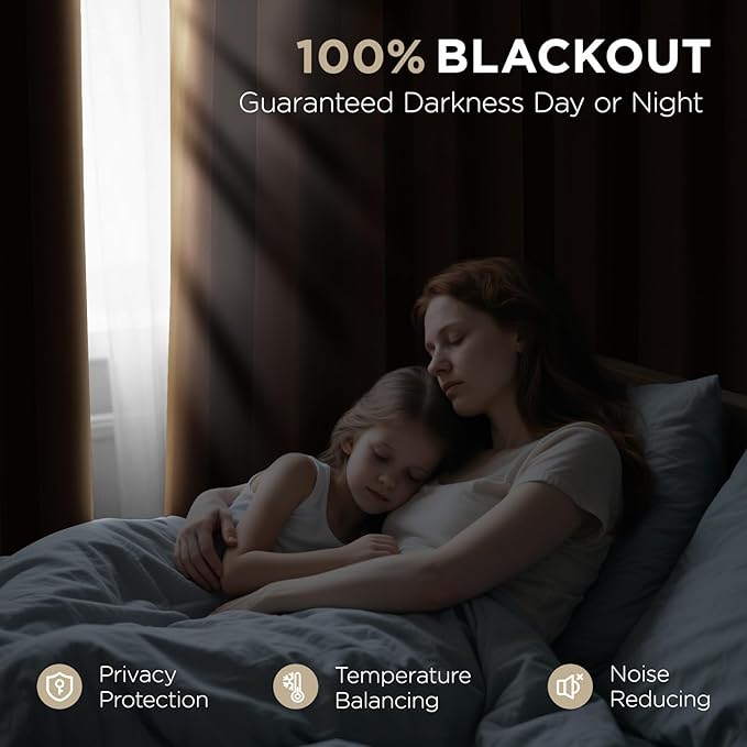 Joydeco Golden Brown 100% Blackout Curtains 84 Inch 2 Panels, Luxury Thermal Brown Velvet Curtains for Bedroom Living Room, Soundproof Blackout Window Drapes, Rod Pocket & Back Tab (52W x 84L)