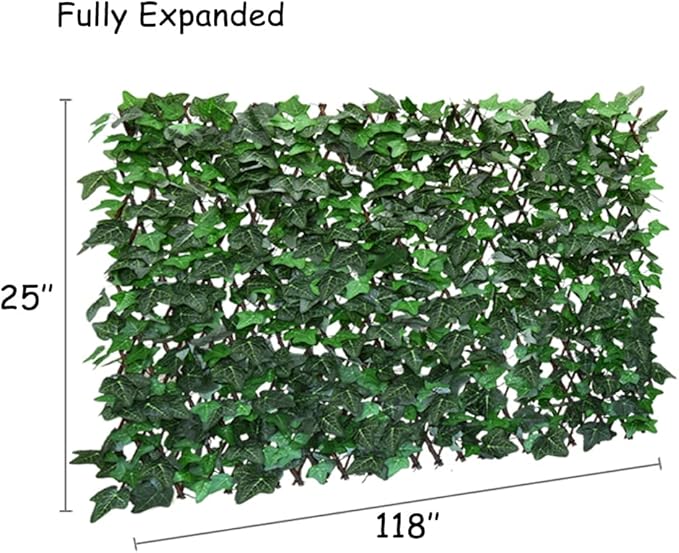 BYBAG Expandable Fence Privacy Screen for Balcony Patio Outdoor,Decorative Faux Ivy Fencing Panel,Artificial Wax Gourd Leaf Hedges (Single Sided Leaves) (1, Green)