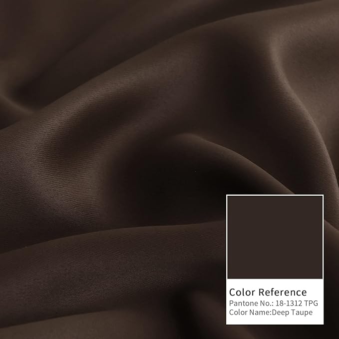 BGment Thermal Insulated 100% Blackout Curtains for Bedroom with Black Liner, Double Layer Full Room Darkening Noise Reducing Grommet Curtain (52 x 63 Inch, Brown, 2 Panels)