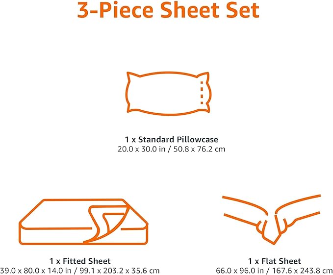Amazon Basics Lightweight Super Soft Easy Care Microfiber 3 Piece Bed Sheet Set with 14-inch Deep Pockets, Twin X-Large, Light Grey, Solid (Pack of 4)