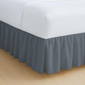 Rajlinen Ruffled Bed Skirt Twin XL, 21 Inch Drop Dust Ruffle with Split Corners, 100% Microfiber Bedskirt with Platform, Three-Sided Coverage Ruffled Gathering Design, Dark Grey