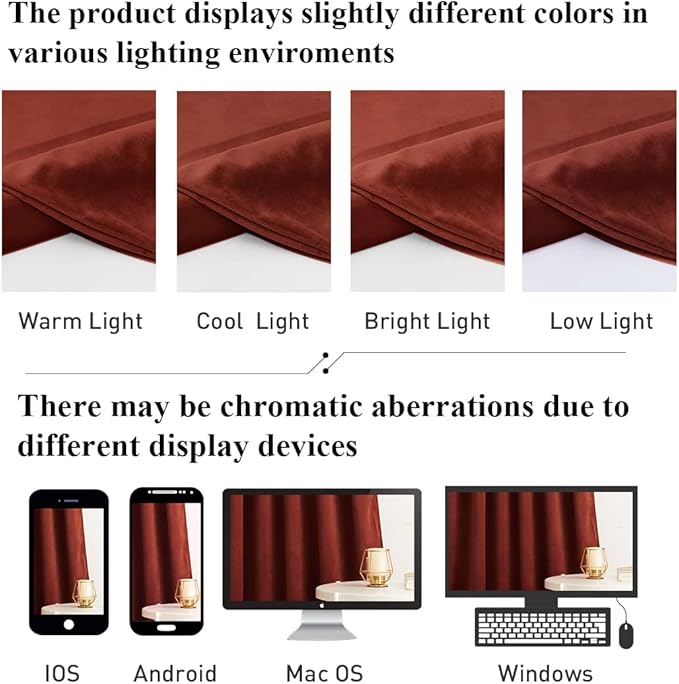 StangH Rust Velvet Curtains 108 inches Long, Light Blocking Energy Saving Window Panels Privacy Room Divider Drapes for Guest/Dining Room/Closet, W52 x L108, 2 Panels